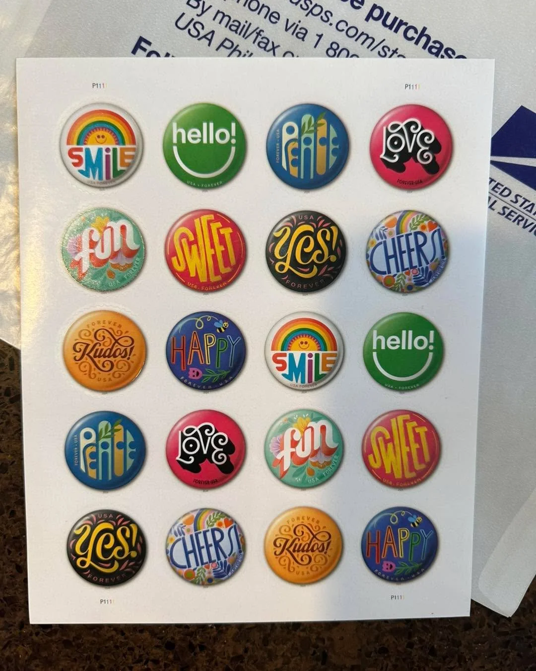 Snail mail people, this one&rsquo;s for you. 🐌💌

Did I need stamps this morning? No.
Did I buy them anyway because they look like happy little 1960s buttons? Absolutely yes. 🙂🙃🙂

Shoutout to the Augusta, NJ Post Office&mdash;hands down my favori