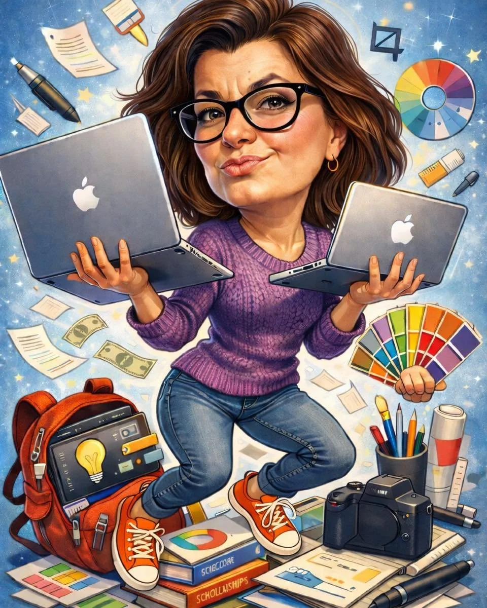 AI tried. 😂
I also didn&rsquo;t give it a ton to work with, so this feels less like me and more like my overachieving cartoon alter ego who drinks more water and finishes tasks in one sitting. 

Day and night laptops and eyebrows are pretty accurate