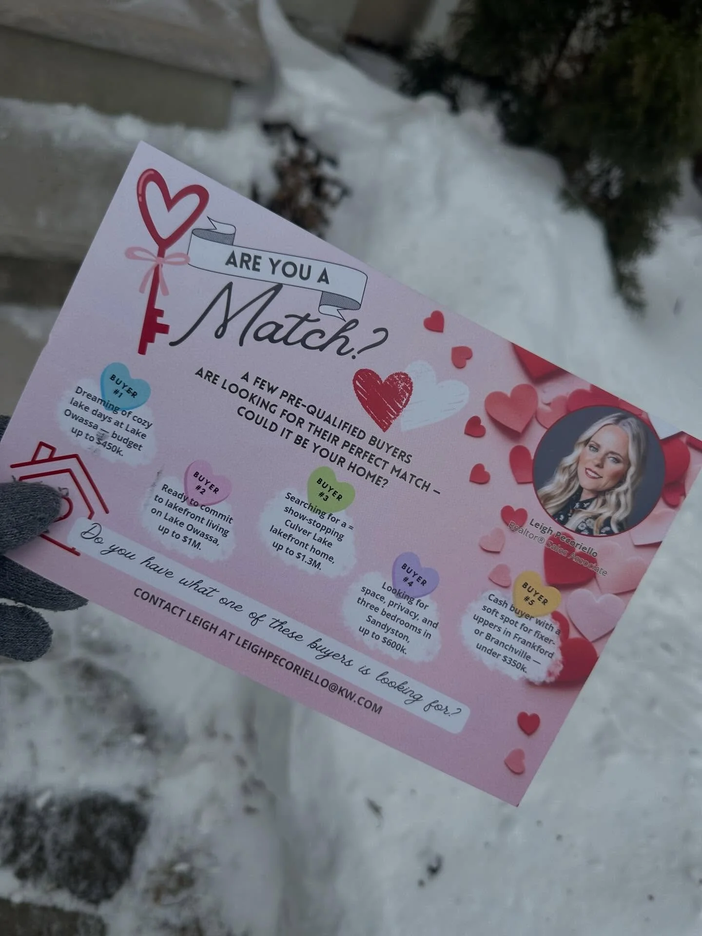 The February mailer created for @leighrealestateandcreate &hearts;️

If YOU or SOMEONE YOU KNOW has a home match for one of Leigh&rsquo;s buyer&rsquo;s, reach out!
As the youngin&rsquo;s say, maybe you can create a &ldquo;&lsquo;ship&rdquo;? 🙄 

#da