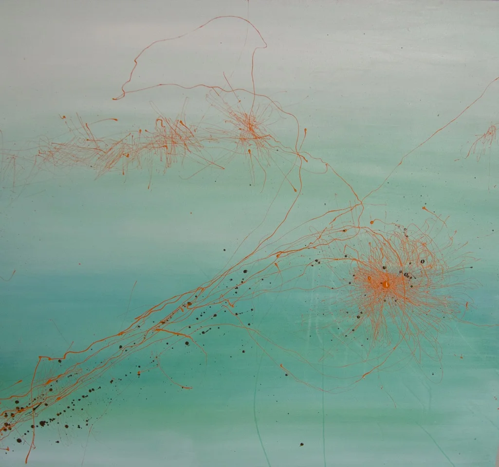 Underwater Cavemen (A Hair on My Contact) // 44x48 / SOLD