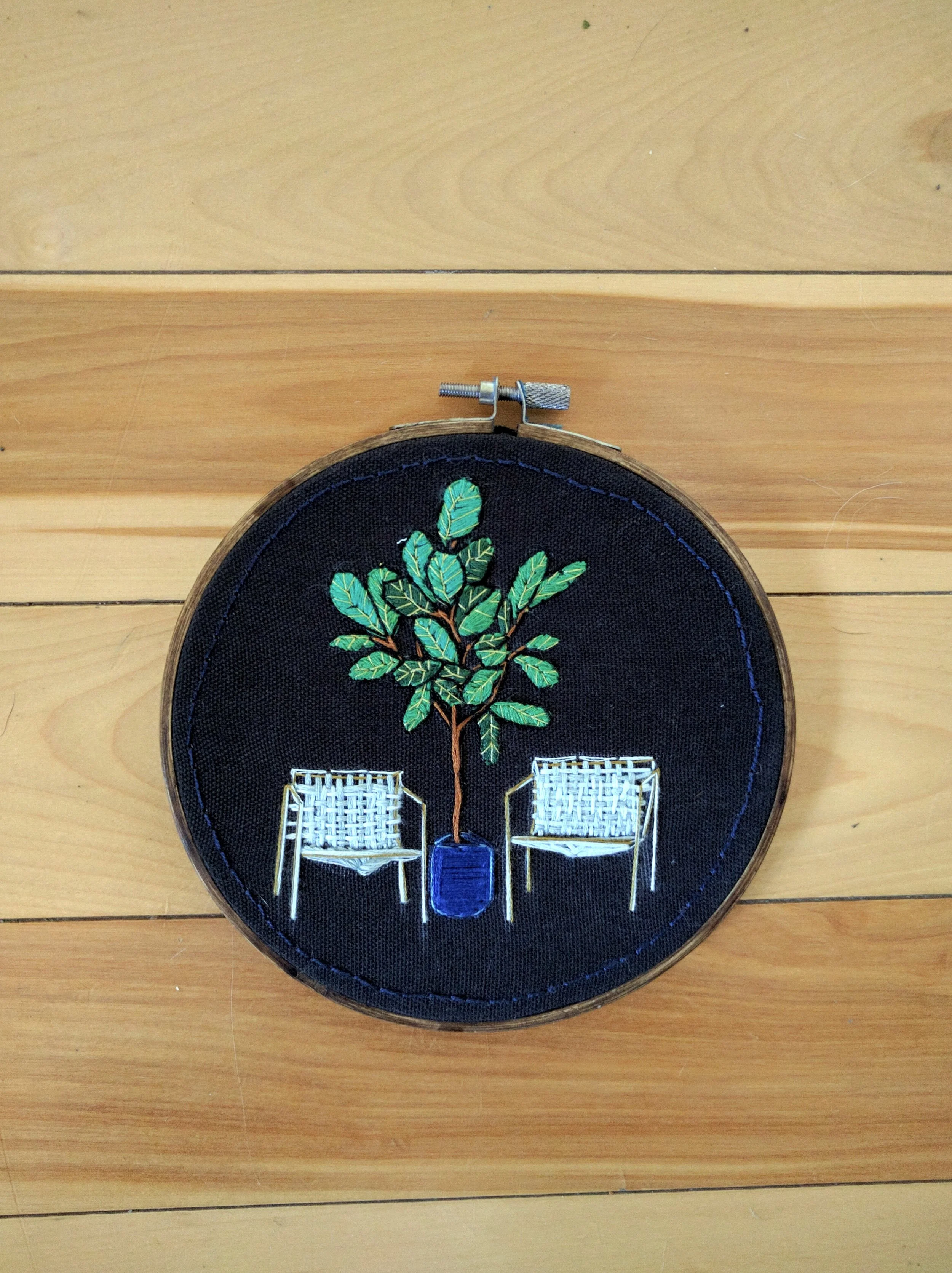 Fiddle Leaf Fig with Woven Chairs