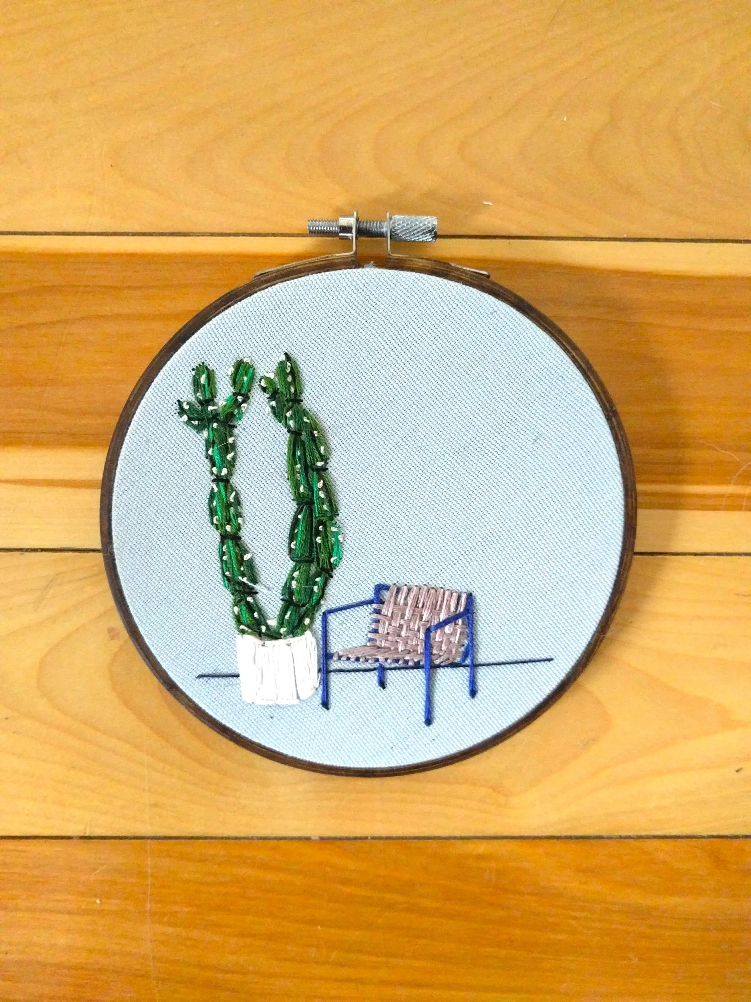 Cactus with Woven Chair