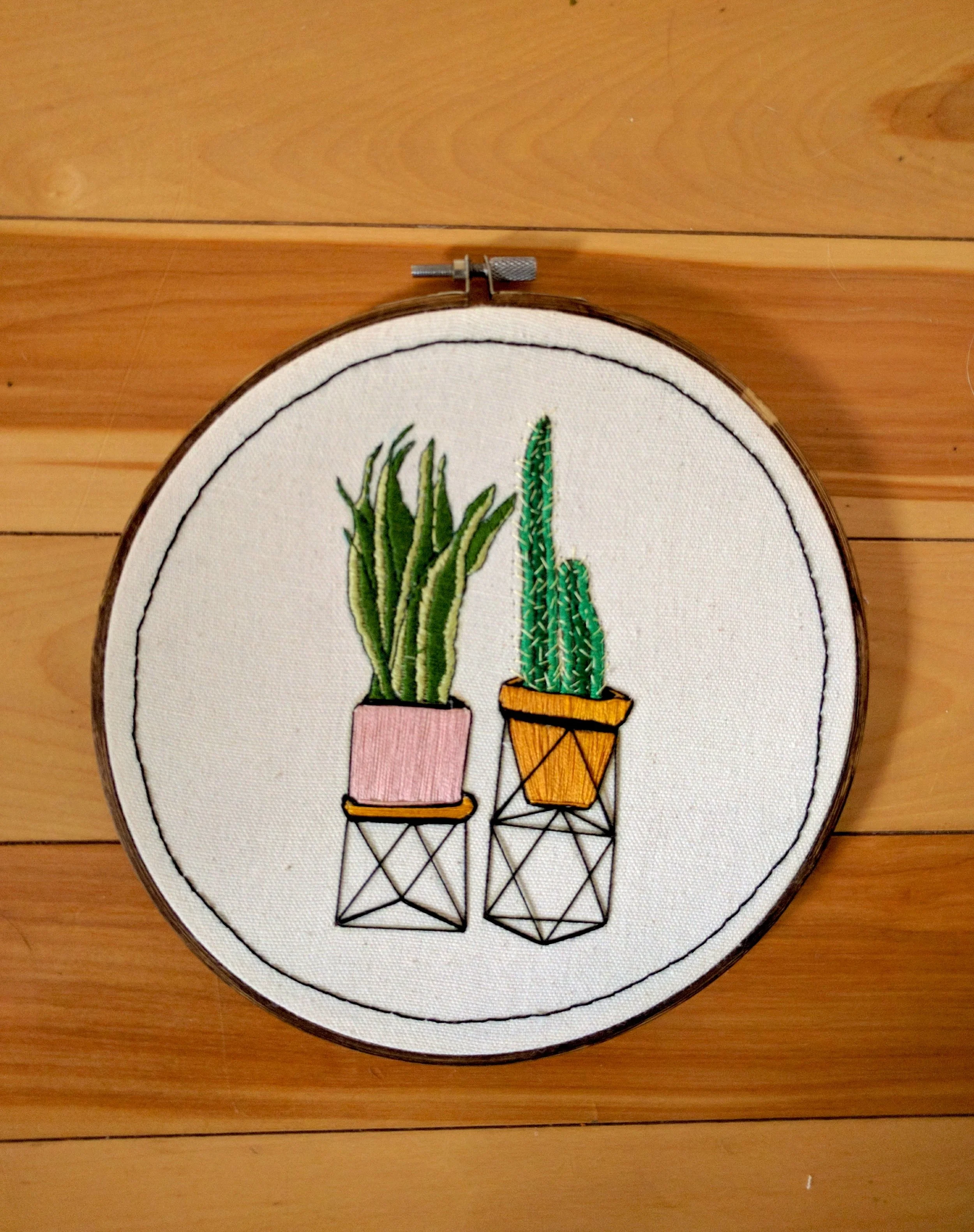 Double Geo Potted Cacti