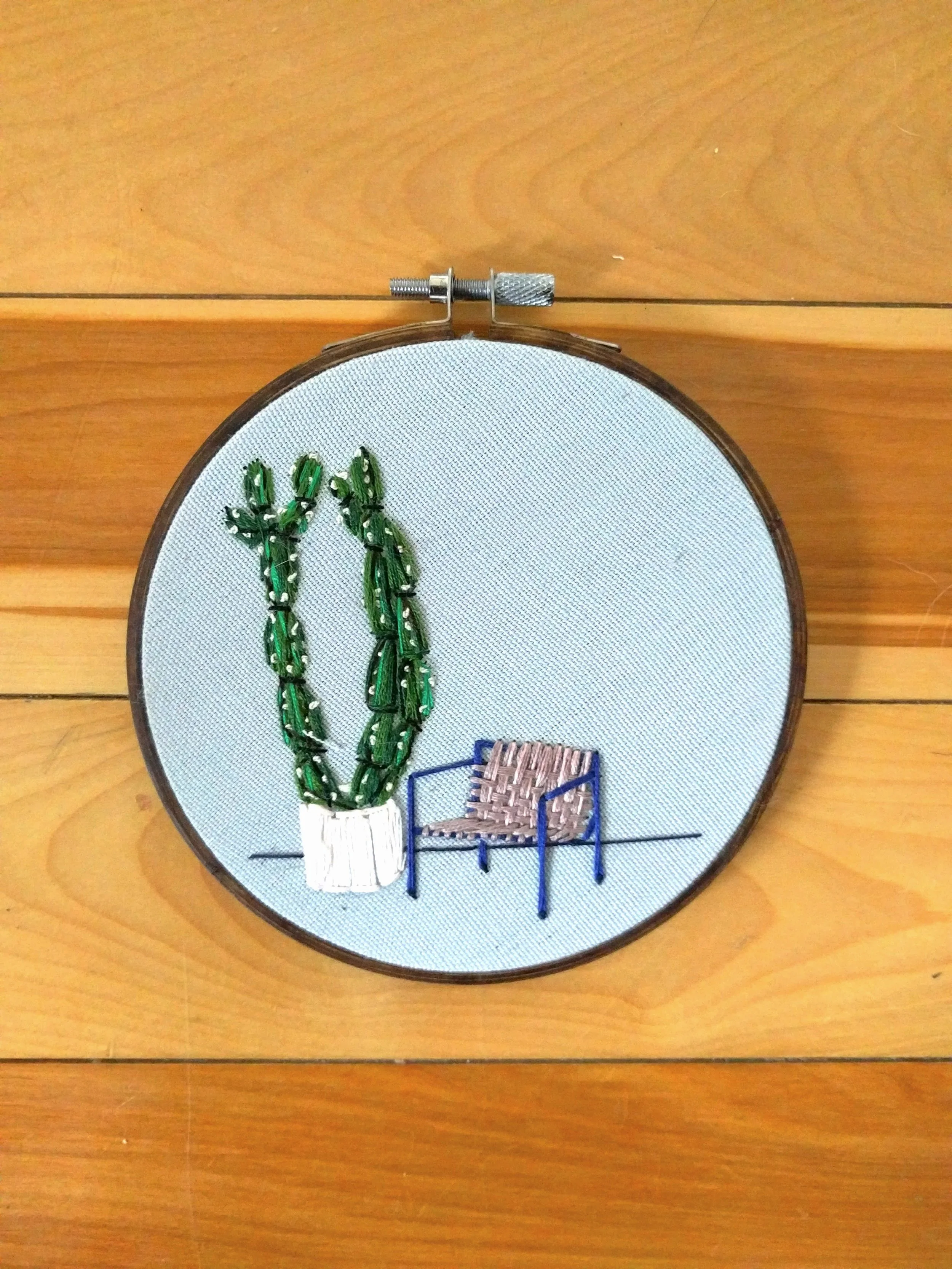 Cactus with Woven Chair