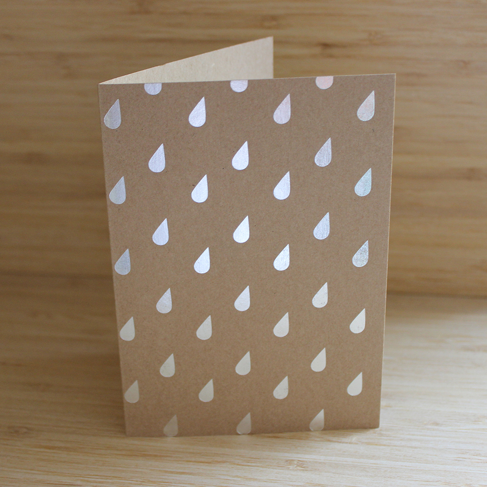 Silver Foil Raindrop Greetings Card