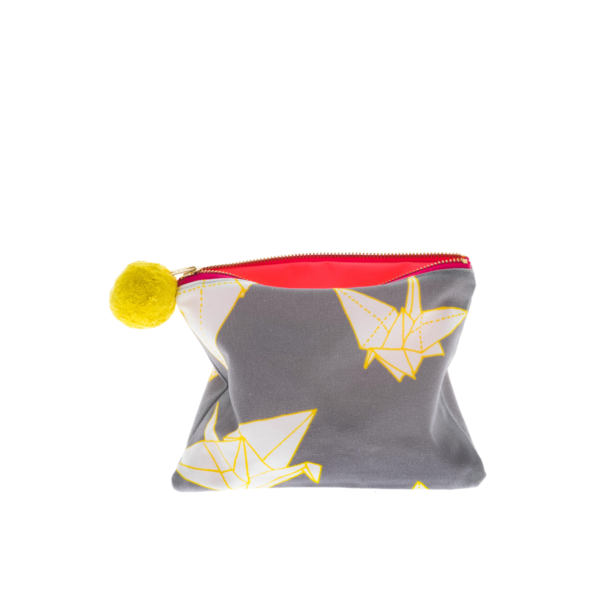 Origami Make Up Bag with Pom Pom