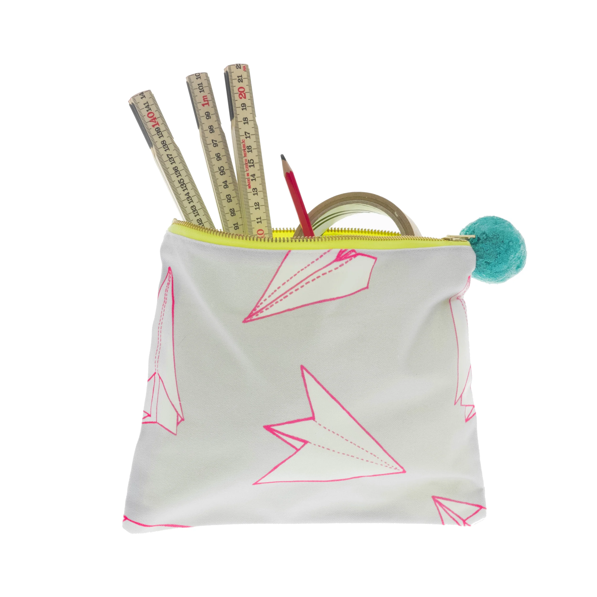 Paper Planes Origami Make Up Bag with Pom Pom