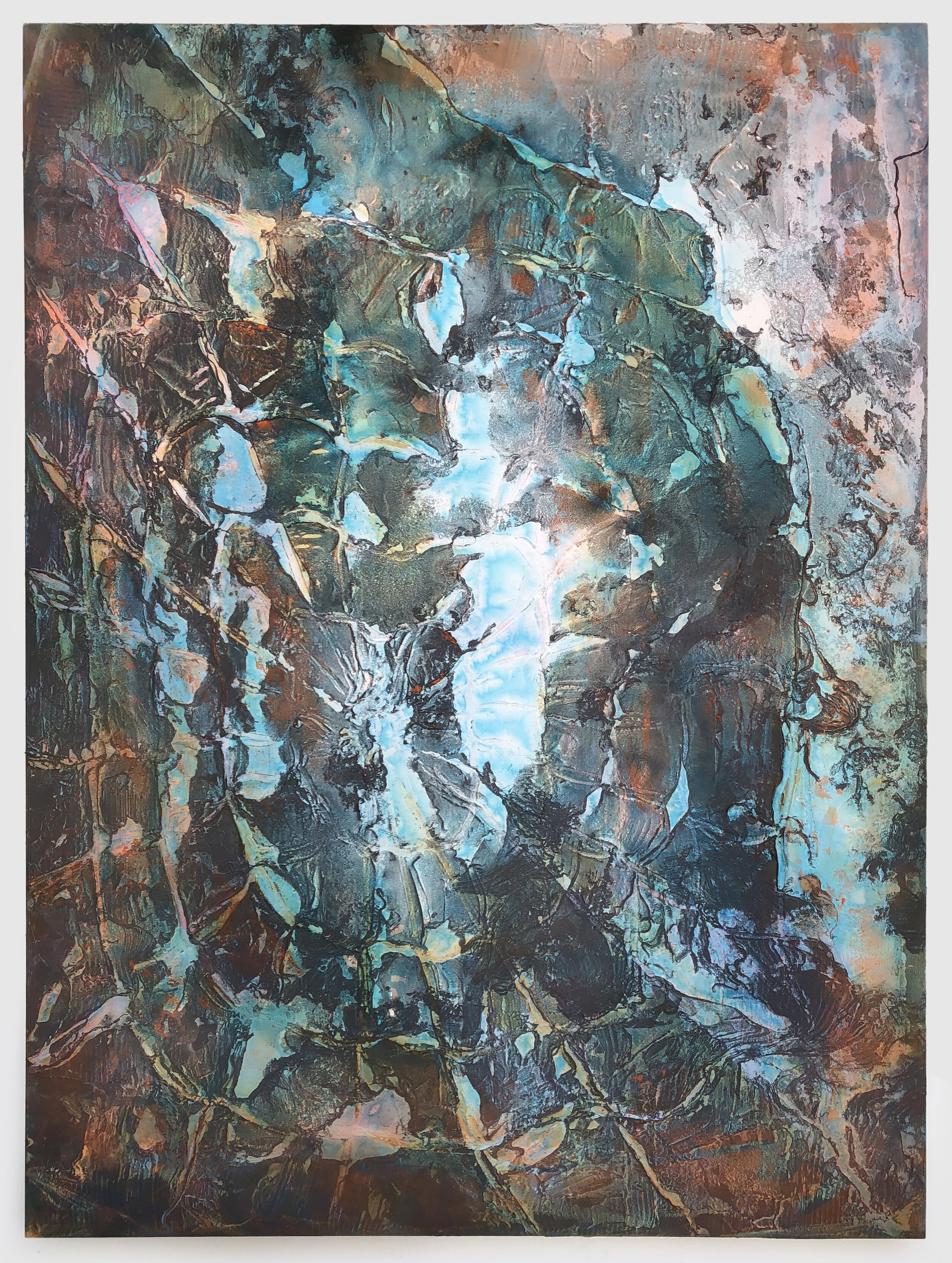   New Sun (Blue) , 2019  acrylic and enamel on canvas  72” x 54” 