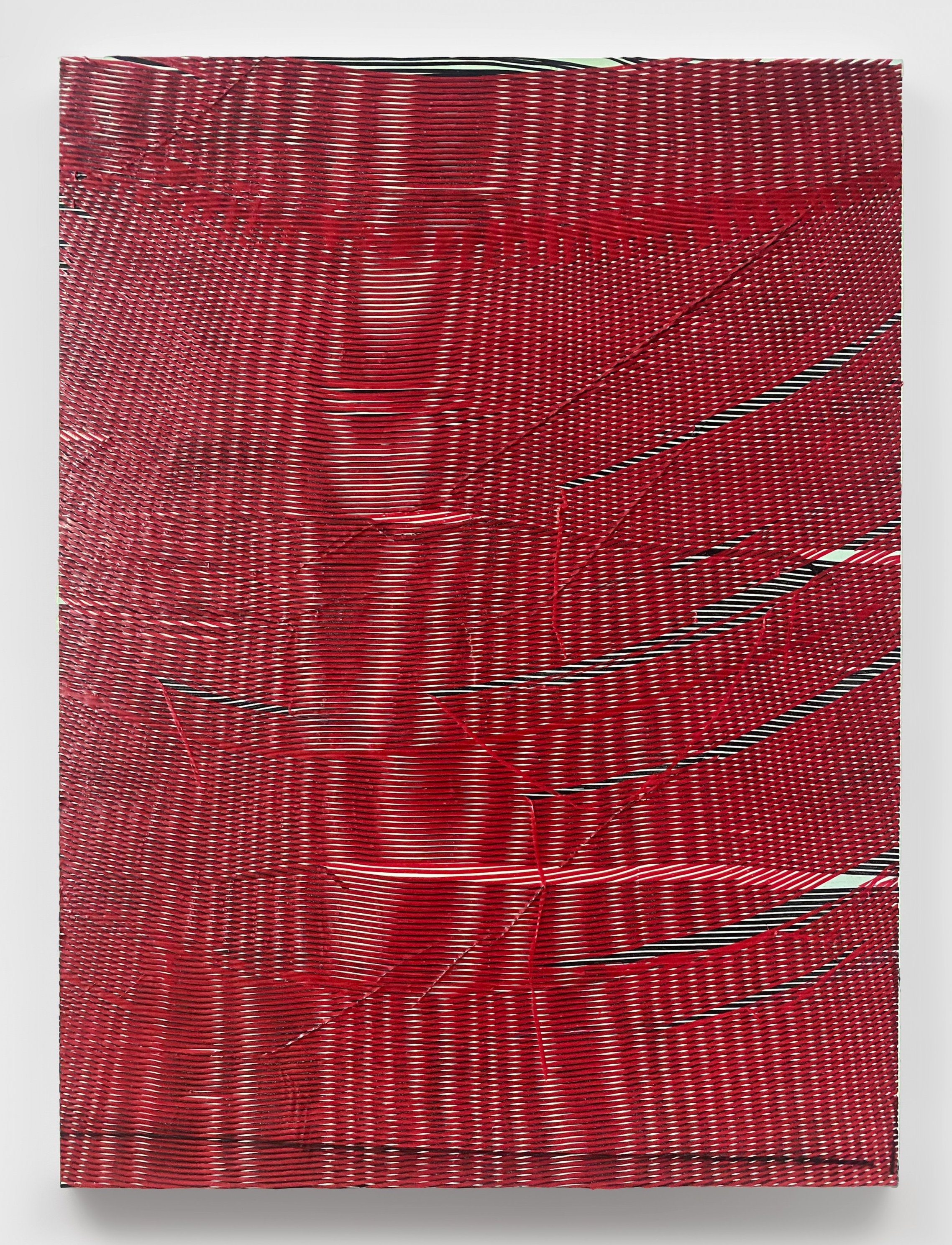   Red Moiré , 2022,  acrylic on canvas over panel 40” x 30” 