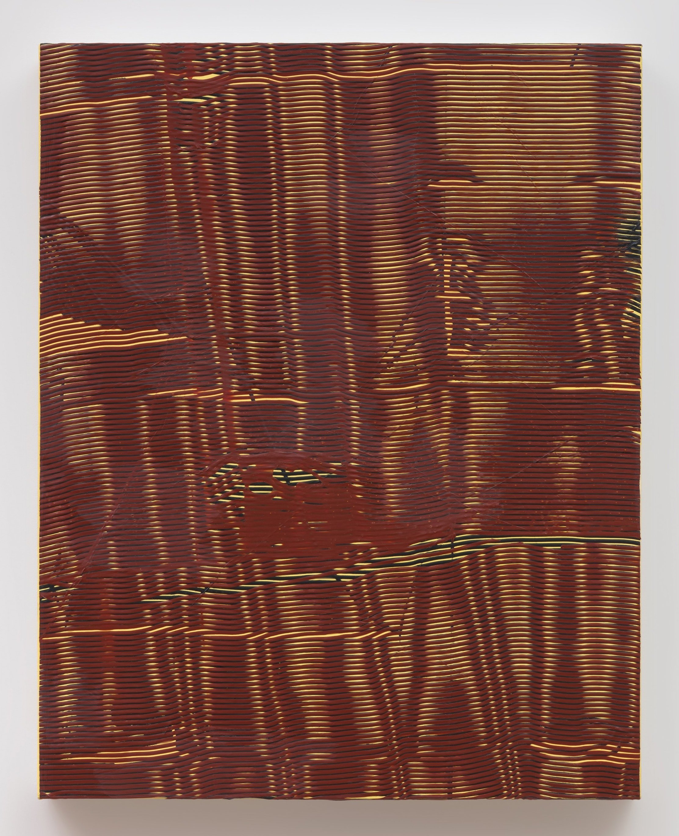   Gold Moiré 1 , 2023 acrylic on canvas over panel, 30” x 24” 