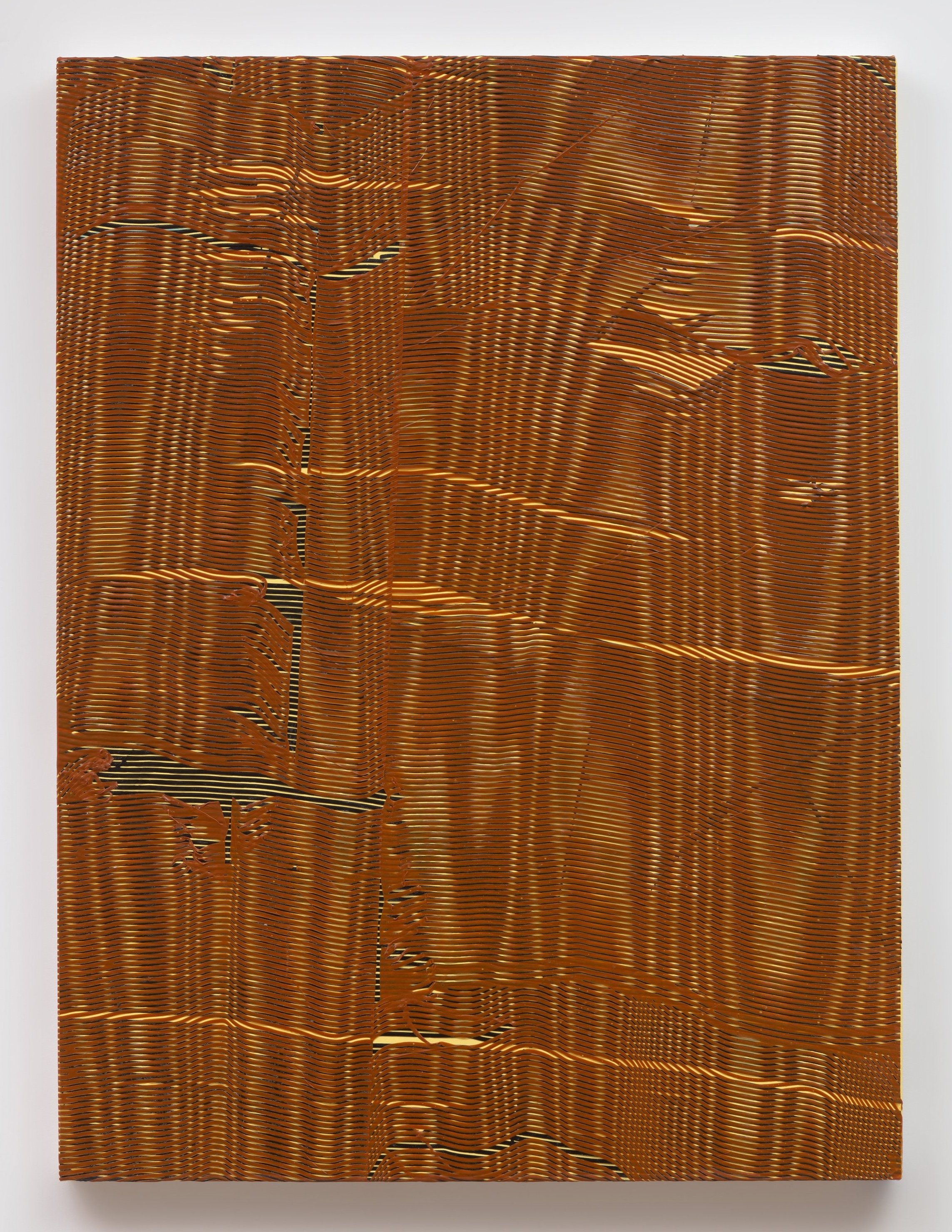   Gold Moiré 2,  2023 acrylic on canvas over panel, 40” x 30” 