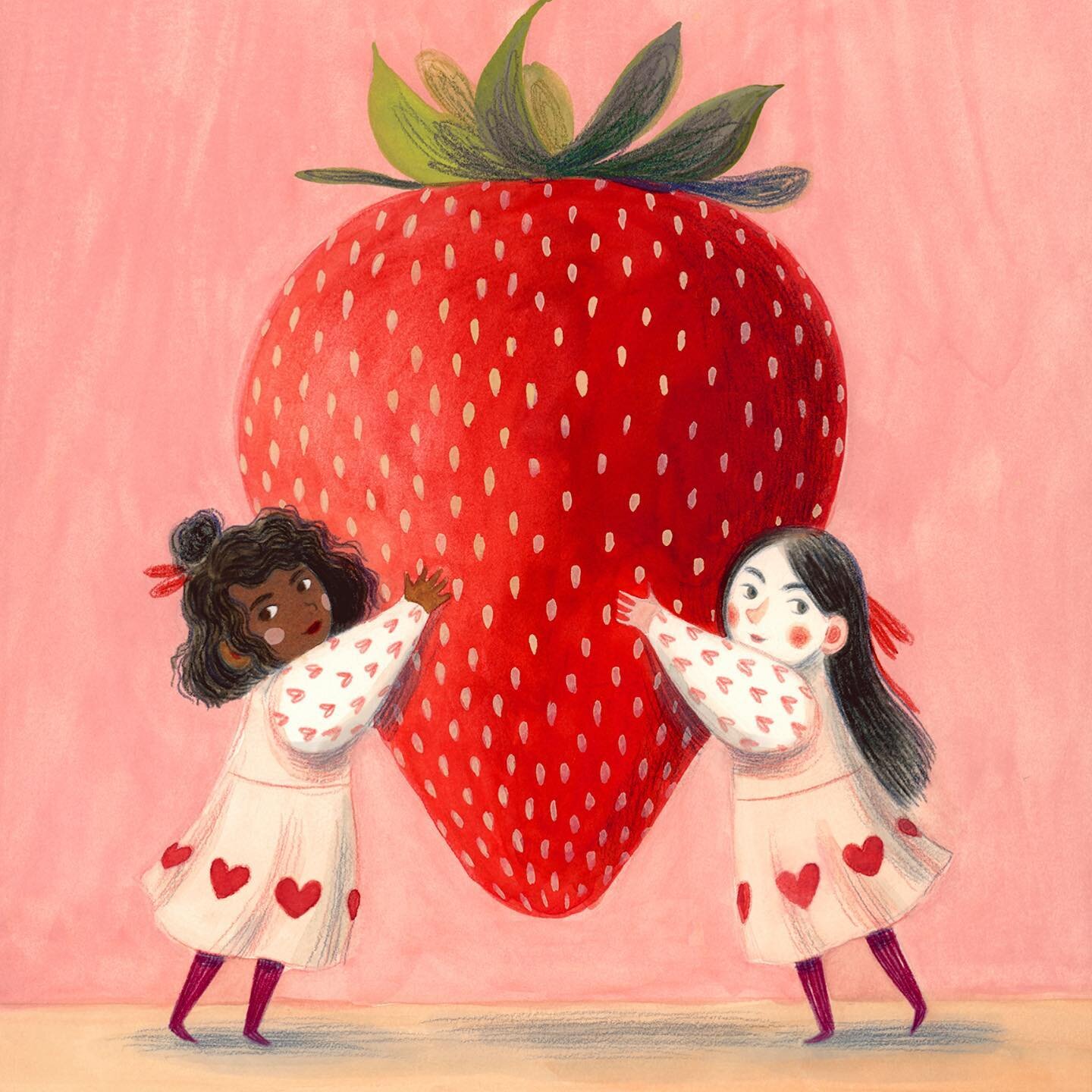 My feed doesn&rsquo;t have enough pink or red for February so here is this! And oldie but goodie. I really, really love pink, don&rsquo;t you? Made with #holbeingouache and #fabercastellpolychromos pencils. ❤️🍓🌸❤️
.
.
.
.
#picturebookart #kidlitill
