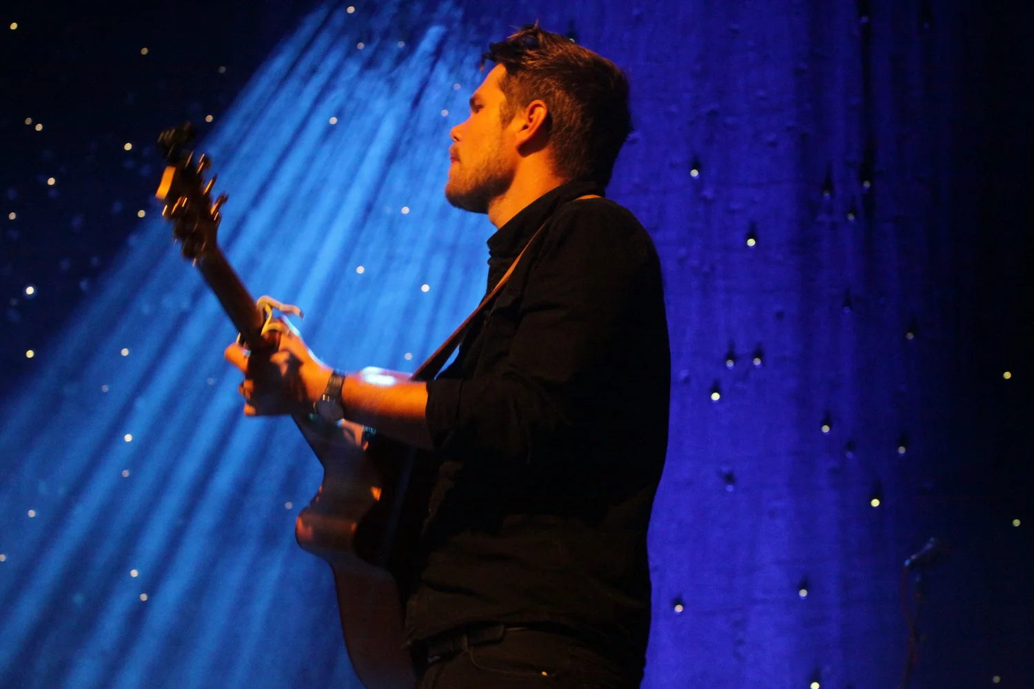 Professional guitarist playing