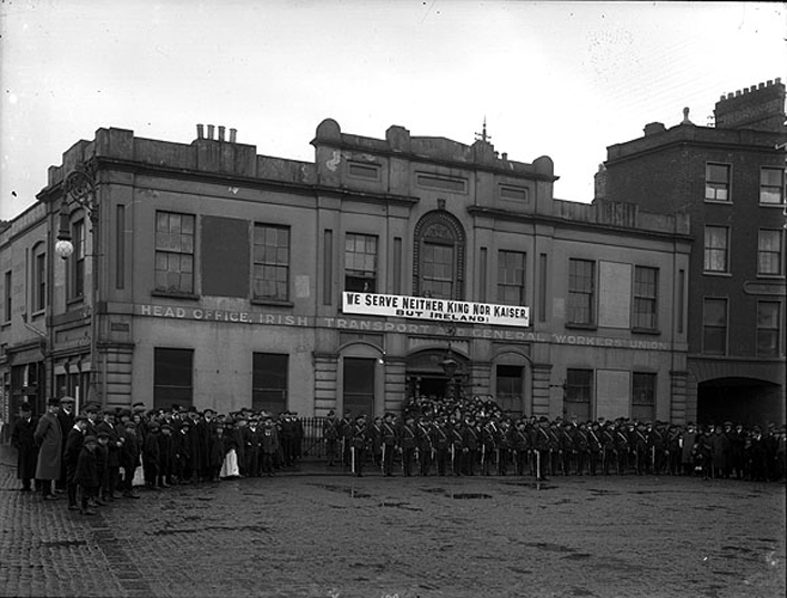 Irish Citizen Army on parade outside Liberty Hall