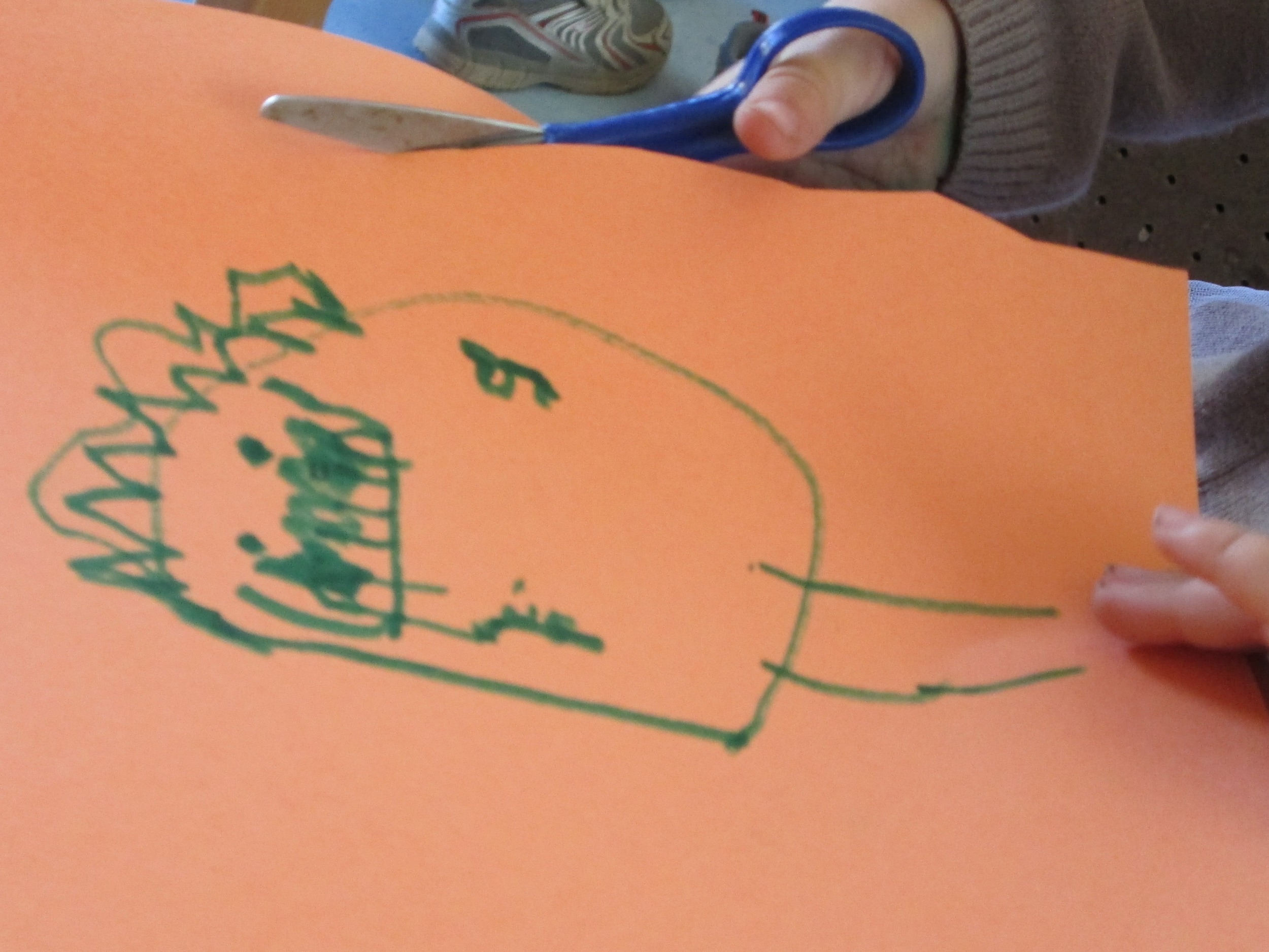 The next day, the kids tried making their own versions of the Big Green Monster book.