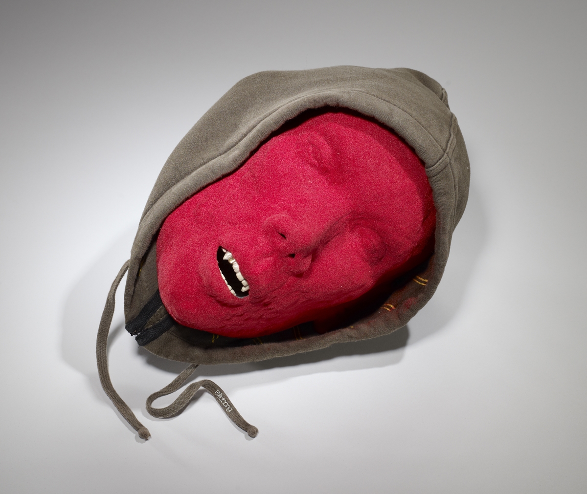 Hoody , 2009; Media: Ceramic, gold luster, flock, hoody; 11 x 9 x 9 inches