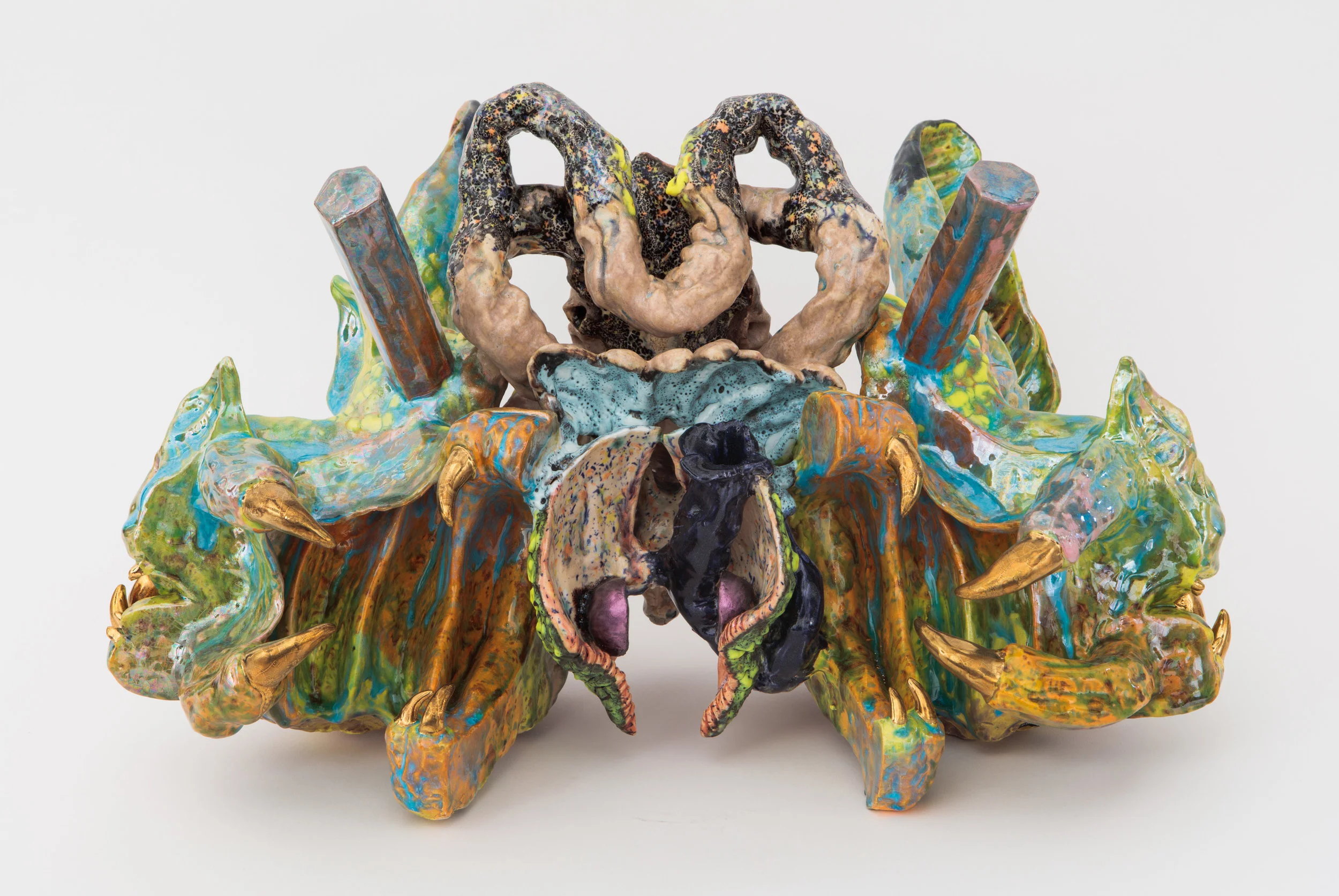 Cat Bite (View 1) 2016; Media: Ceramic, glaze, luster; 19 x 12 x 11 inches
