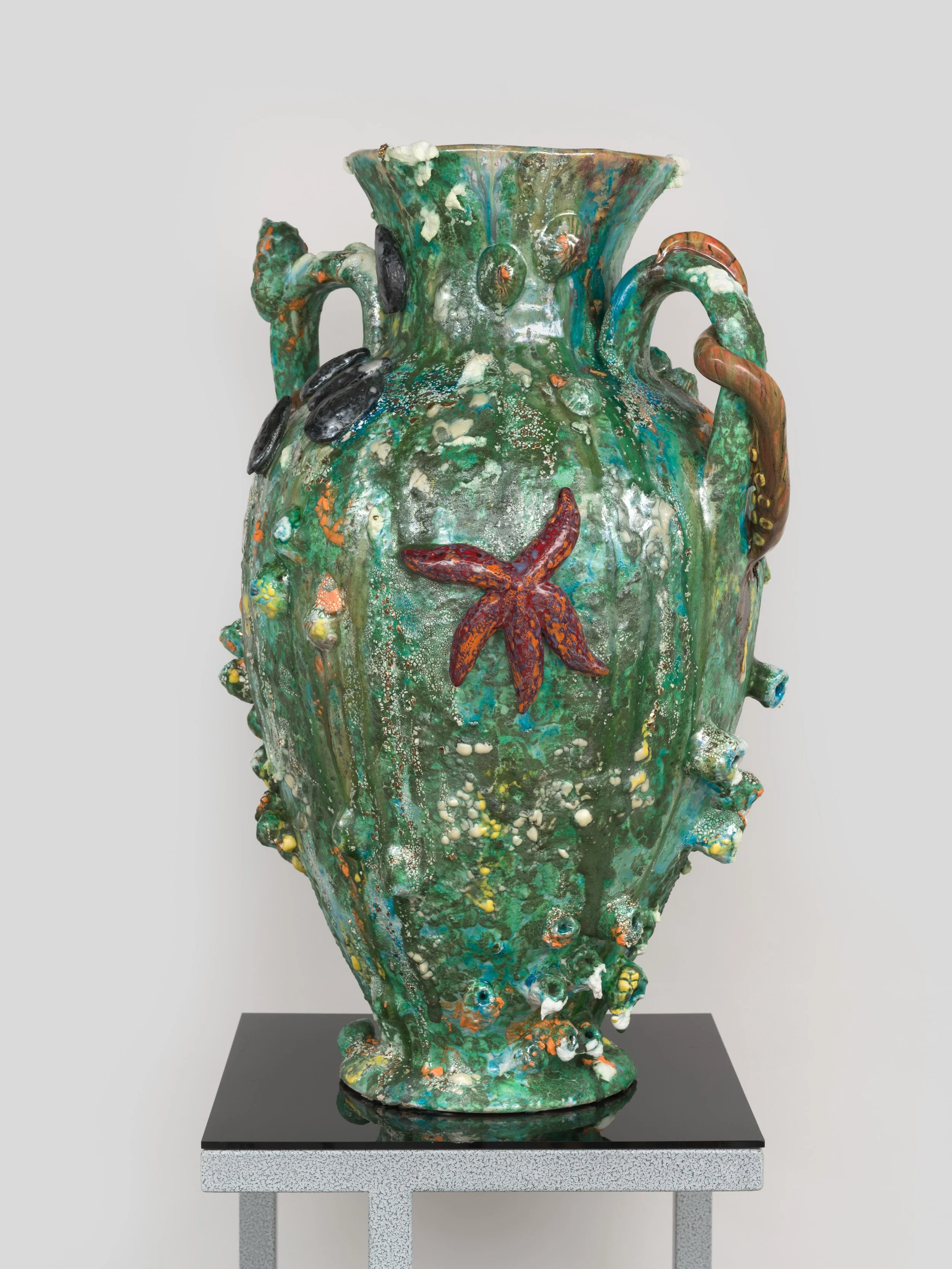 Salvaged Vessel (View 1) 2024; Media: Ceramic, glaze, luster; 28.5 x 19 x 16 inches