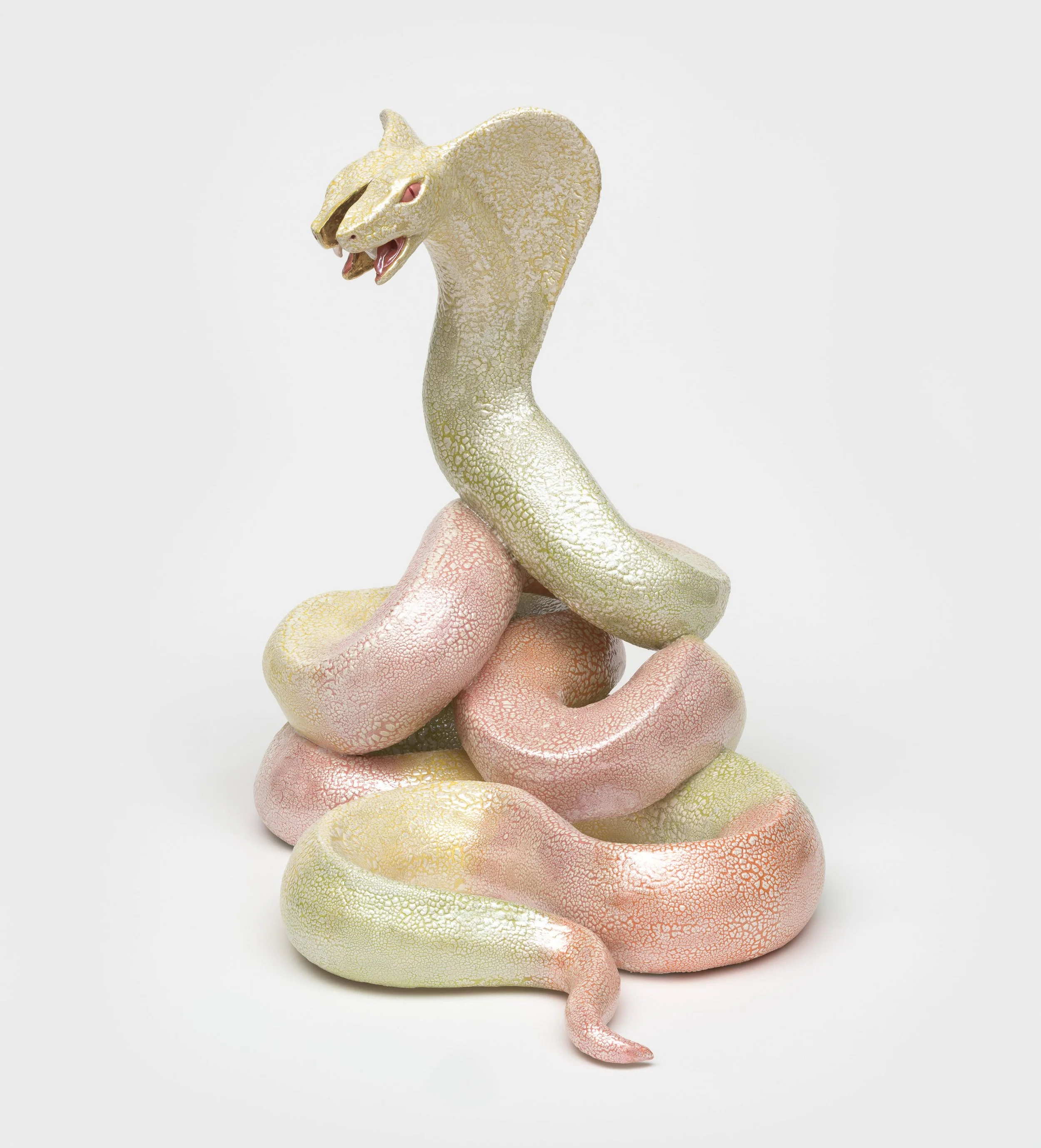   Disco Snake  2026. Ceramic, glaze, luster; 20L x 23H x 16D inches 