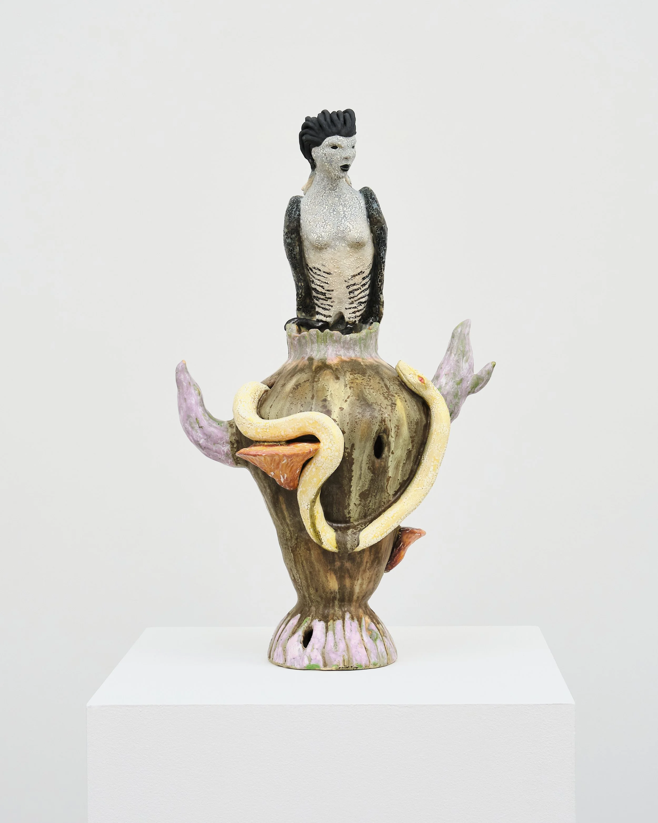   Trixie’s Vessel  2026. Ceramic, glaze, luster; 14.5L x 26H x 10D inches 
