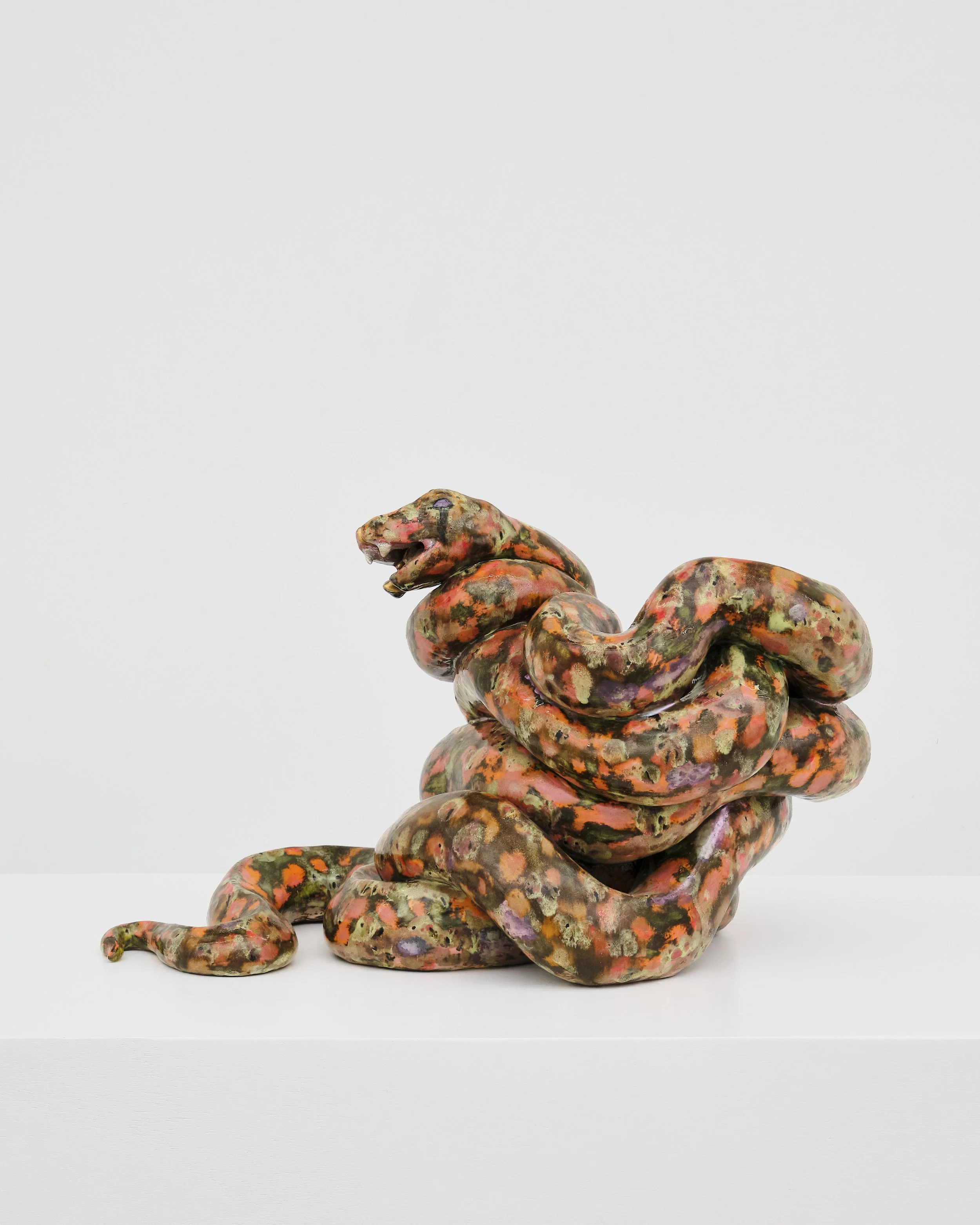   Serpent  2026. Ceramic, glaze, underglaze, enamel paint, epoxy; 17L x 24H x 15D inches 