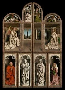 Jan & Hubert van Eyck, Adoration of the Mystic Lamb, 1432 (exterior panels) St Bavo's Cathedral, Ghent.