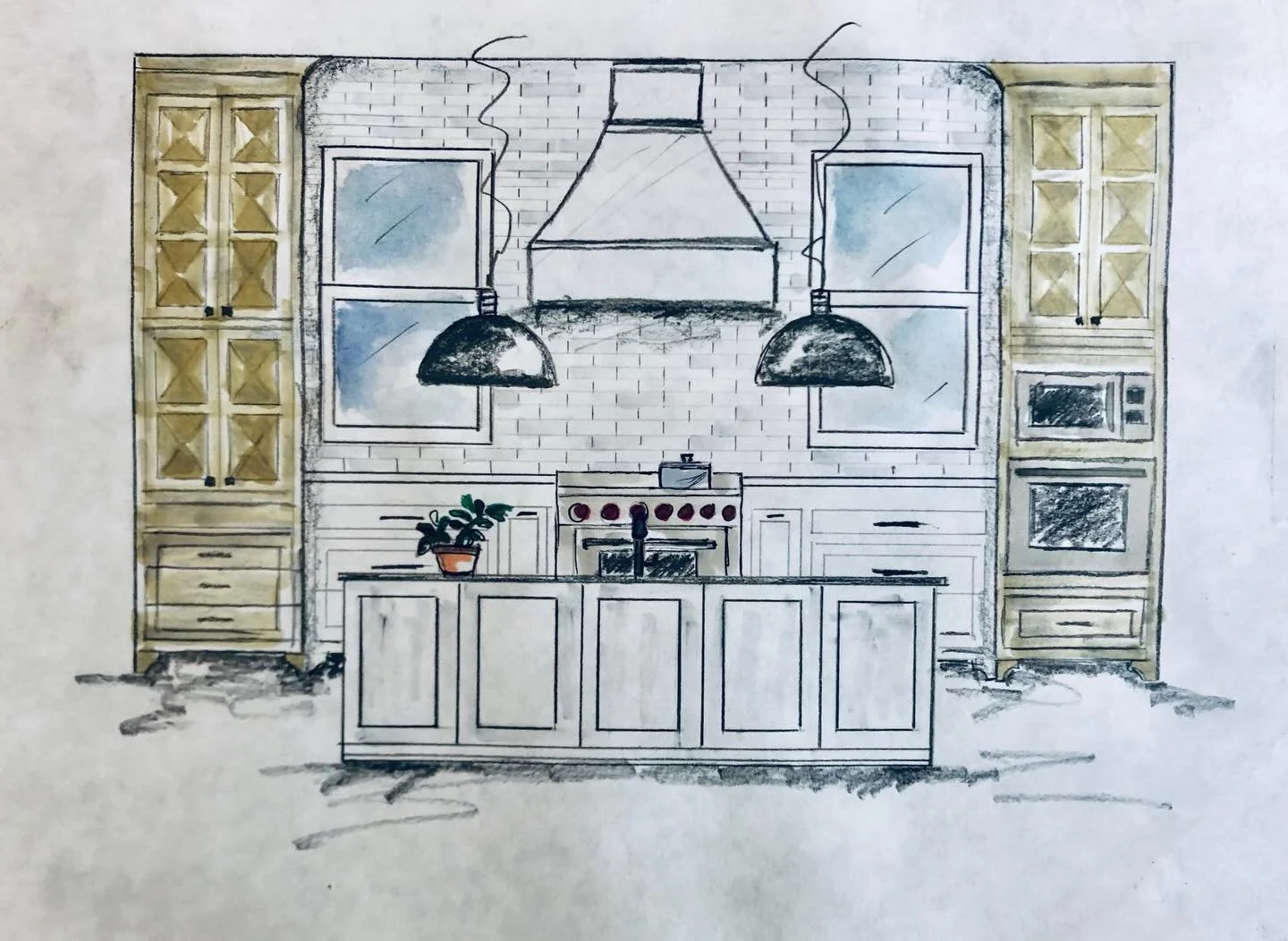 Drawing everything to scale always helps me feel confident that I&rsquo;m selecting the right size lighting for the space.