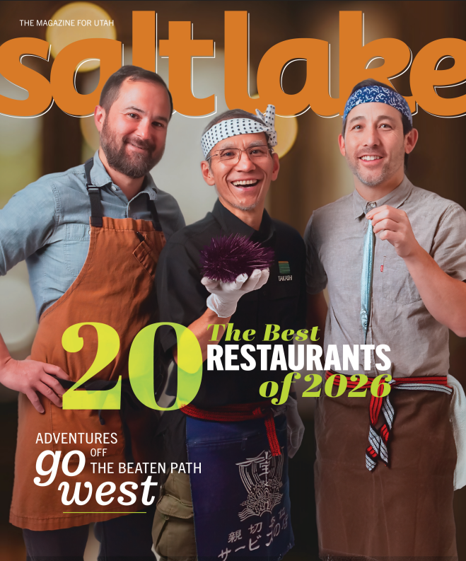 Salt Lake Magazine cover featuring 20 Best Restaurants of 2026” with chefs, as seen in Cindy McCarley Designs press feature