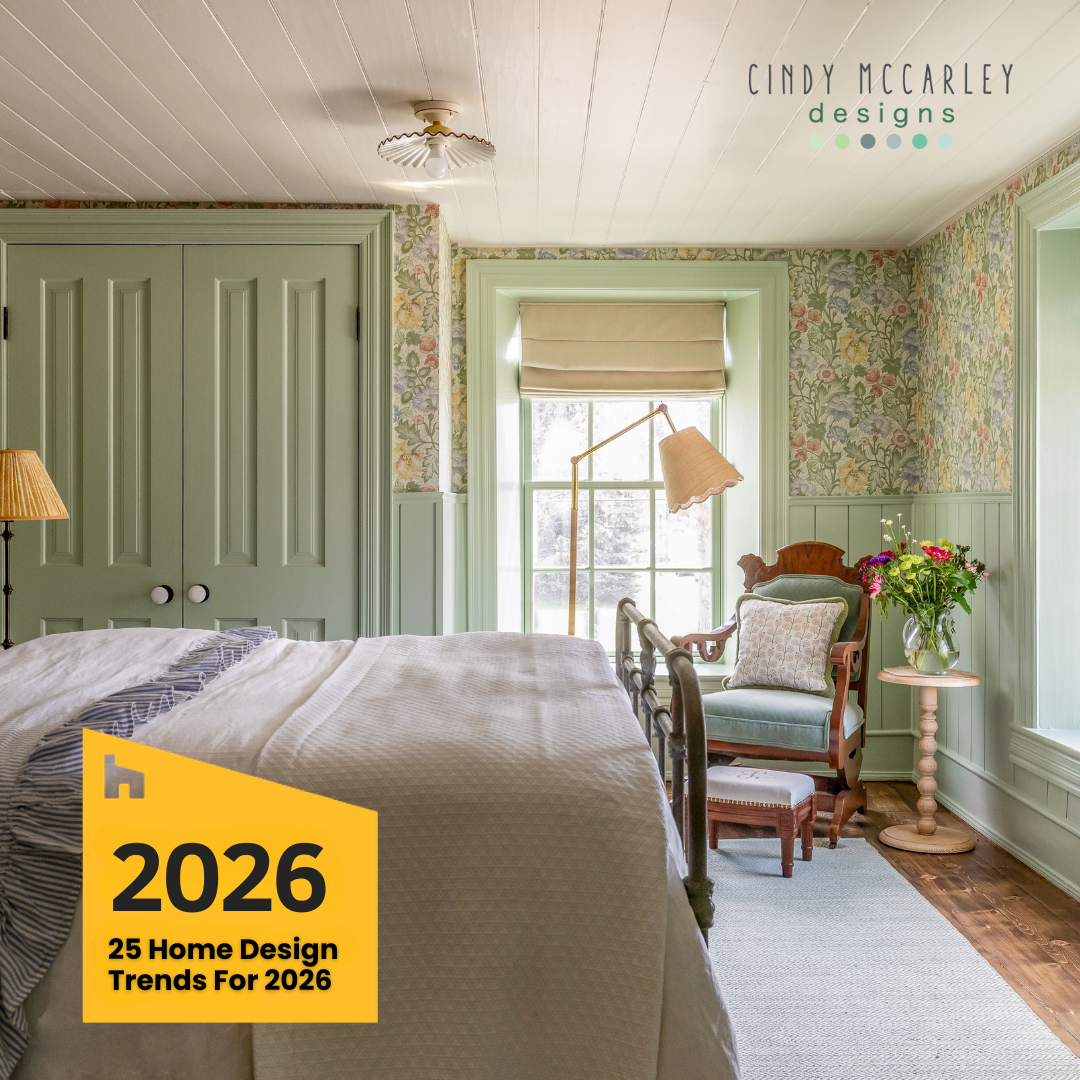 Cindy McCarley Designs is featured in Houzz’s “25 Home Design Trends for 2026,” showcasing timeless design with sustainability, longevity, and vintage character.