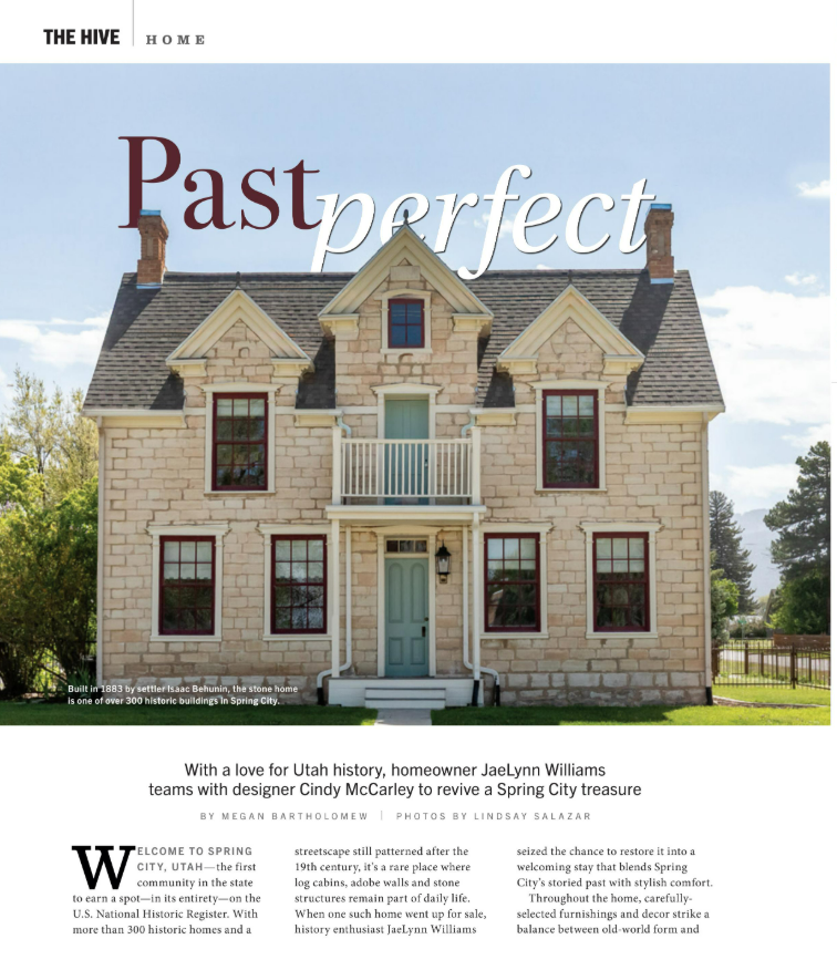 Salt Lake Magazine article featuring Cindy McCarley Designs restoring and designing a historic Spring City Utah home