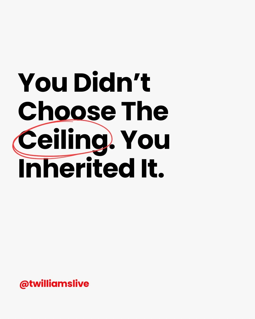 The ceiling wasn&rsquo;t built by you.

It was inherited. Quietly. Without question.

Passed down like a family heirloom nobody asked for.

And you&rsquo;ve been living inside it.

Performing.

While taking care of it. Like it was always supposed to 
