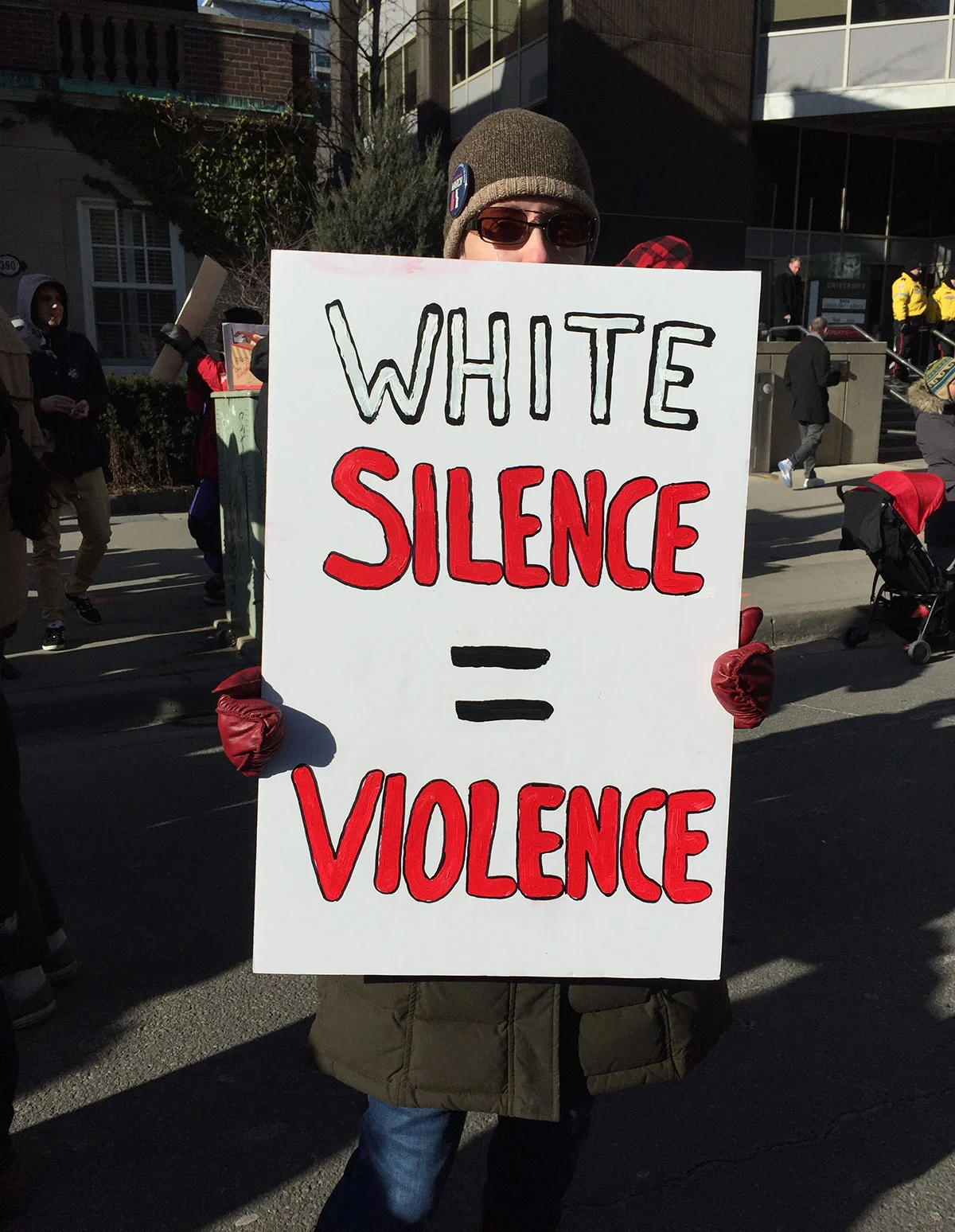  Protestor outside US Consulate in Toronto.&nbsp;(Published by  NOW Magazine , January 30, 2017) 
