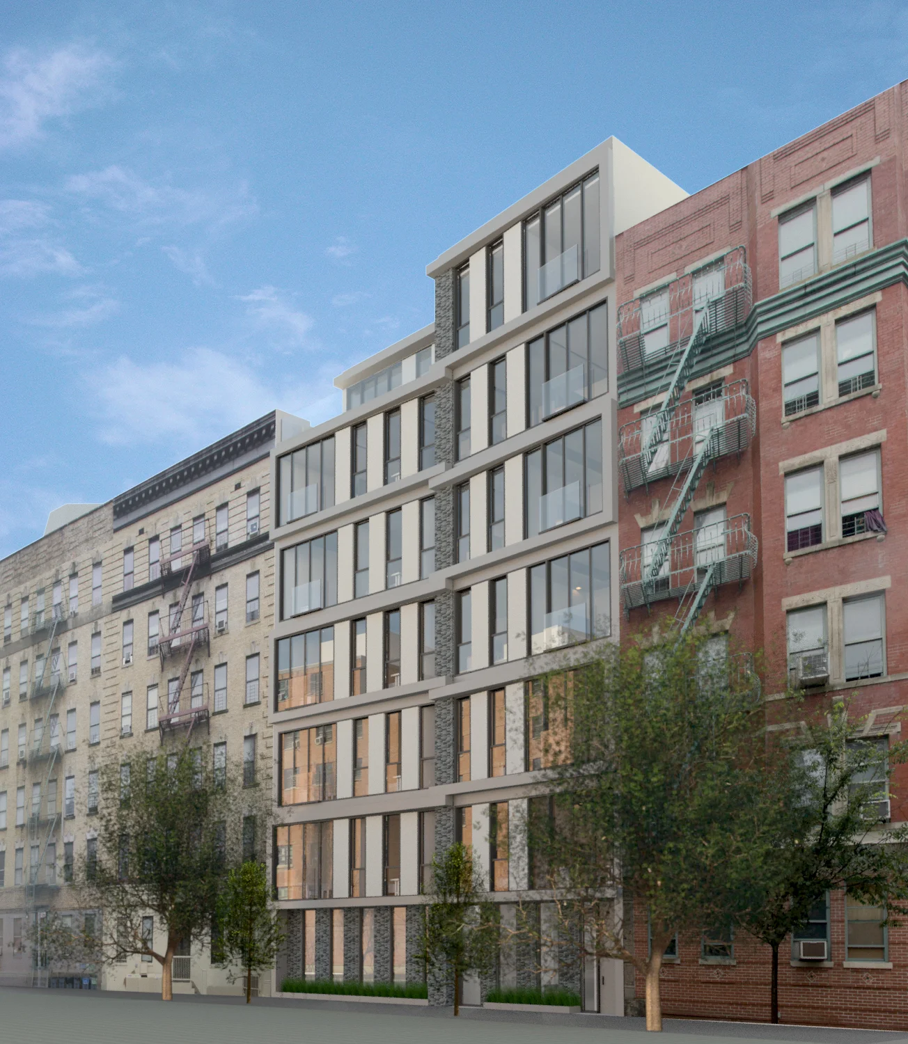 TRA Studio architecture, 336 East 112th Street, Harlem, Upper East Side, New York, NY, Design, Modern, 251 East 61st Street, Construction, Renovation, Rental, Condo, Residential, Facade, Rendering