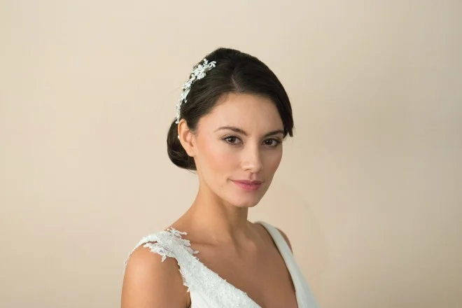 Silver Pearl Scroll bridal comb