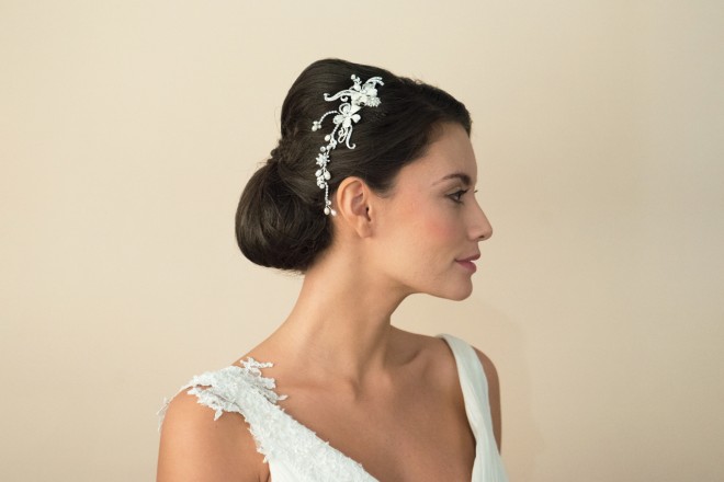 Silver Pearl Scroll bridal comb