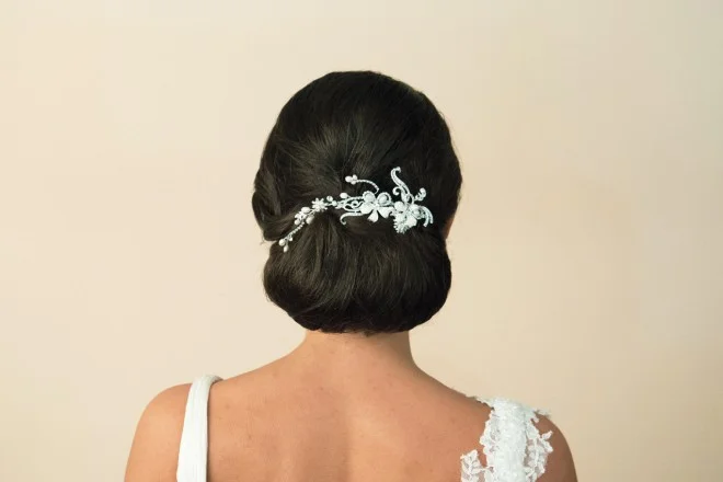Silver Pearl Scroll bridal comb
