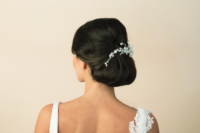 Silver Pearl Scroll bridal comb