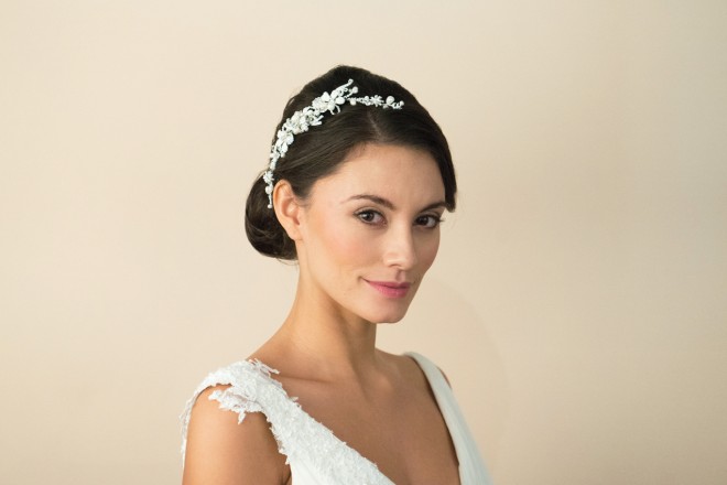 Silver Pearl Crescent bridal comb