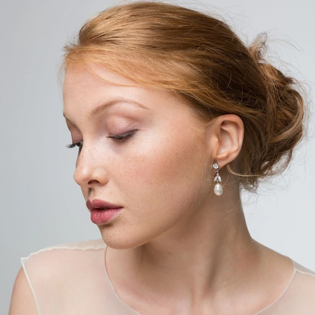 Delicate, classic earrings with Semi Precious Quartz and Swarovski crystal Pearl by Stephanie Browne