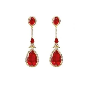 Classic drop bridal earrings with ruby quartz stones by Stephanie Browne