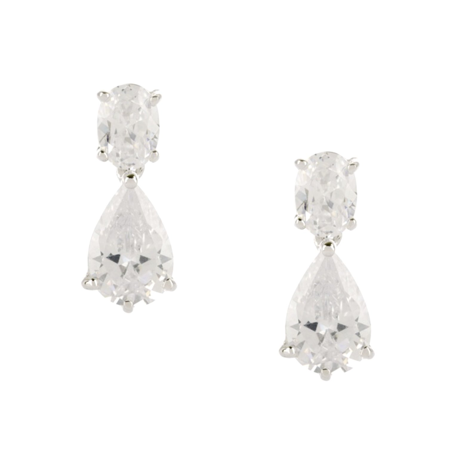 Seren earrings by Stephanie Browne are made with simply shaped mid sized sparkling oval and pear shaped crystals.