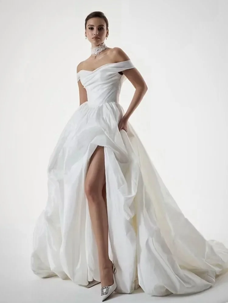 New In! 🤍🥂 Happy Sunday Ladies! Today we are shining a light on this newly arrival from @josephinescottlondon 2026 collection. 

We are falling in love with the feminine Bardot neckline on this beauty and the stunning elegant ruched detailing on th