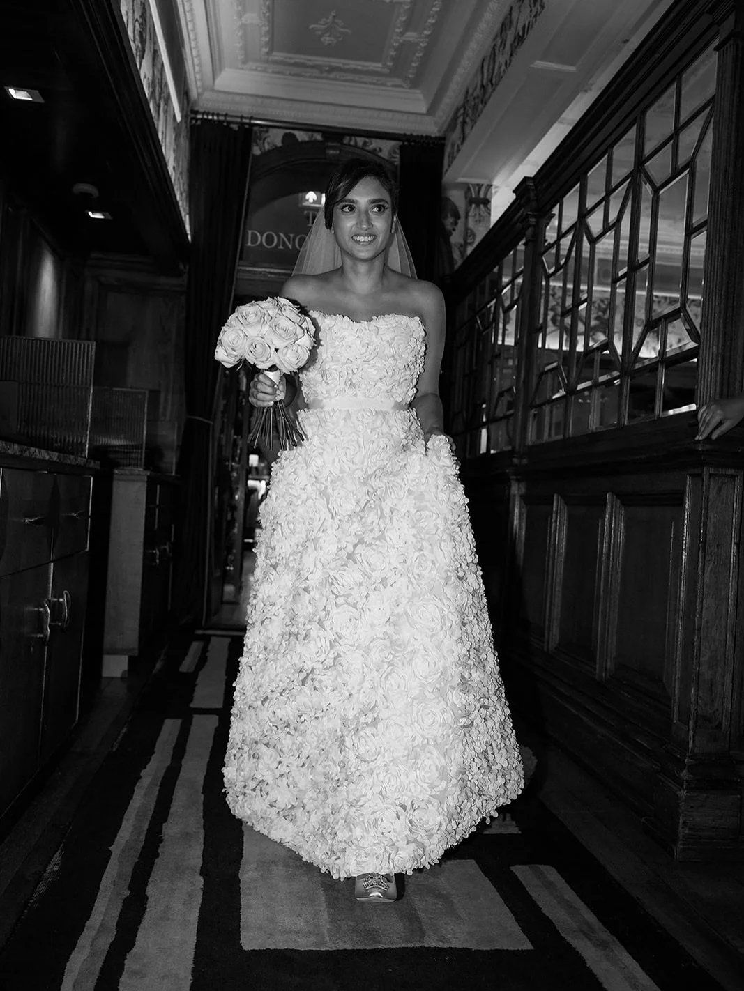 🤍 Mr &amp; Mrs 🤍Congratulations to the beautiful couple Leeana &amp; Andy 🥂

Leeana chose a gorgeous @nicolemilanoofficial design featuring a beautiful floral texture and a classic A-line silhouette, and completed her look with a simple two-tiered