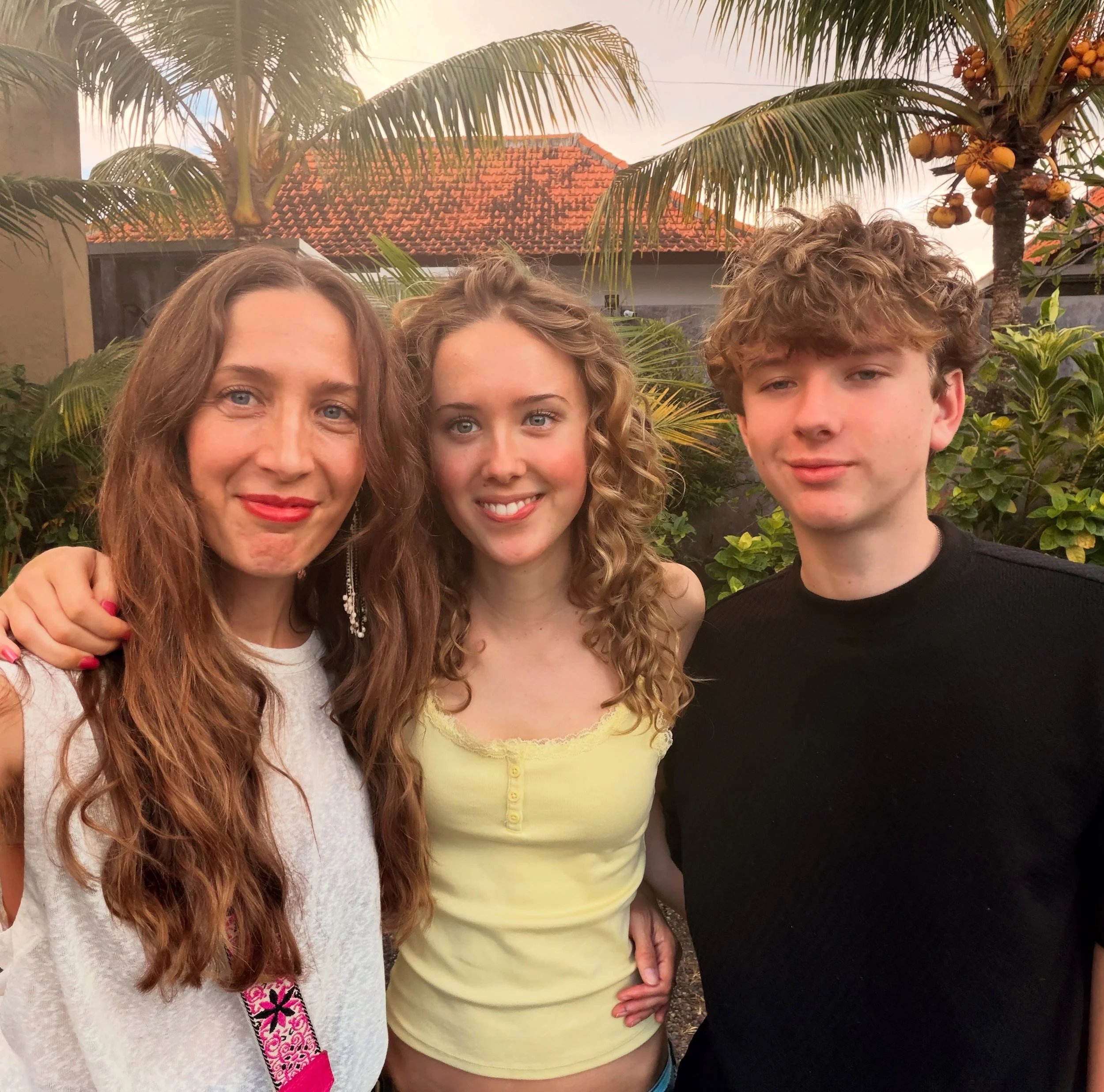 The three of us are back in Bali! We&rsquo;re missing @flyingfacingbackward while he holds down the fort in Austin for a bit longer. Today was the first day of school for 💚 our Senior and our Freshman 💚 at @greenschoolbali. Feels good.