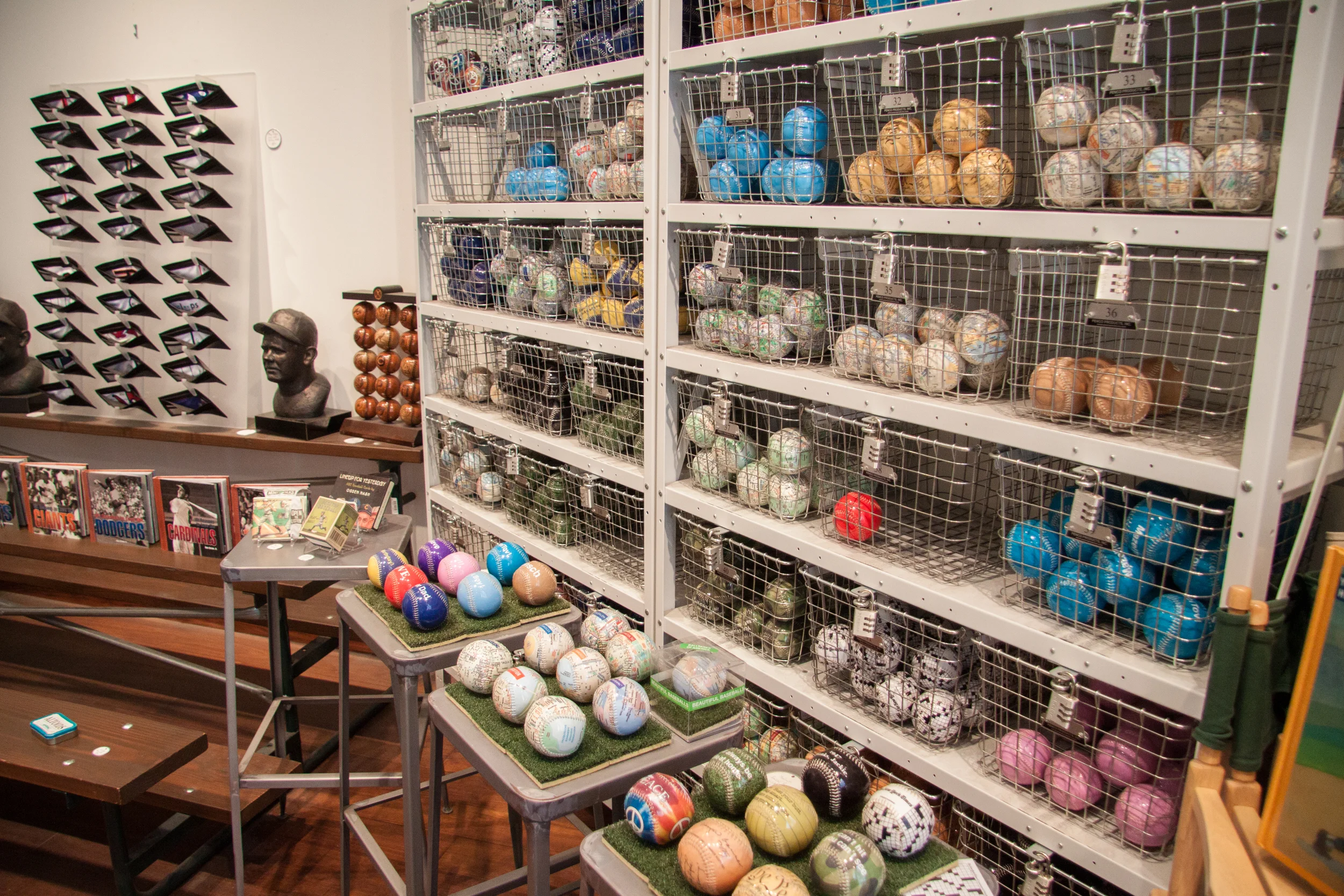 Custom baseballs at Bergino Baseball Clubhouse