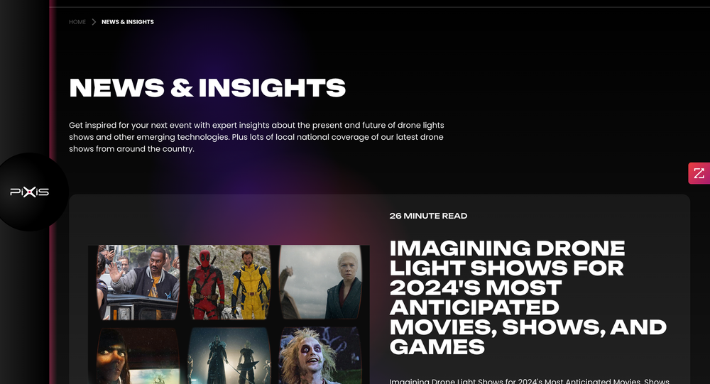 Pixis Website News and Insights Landing Page