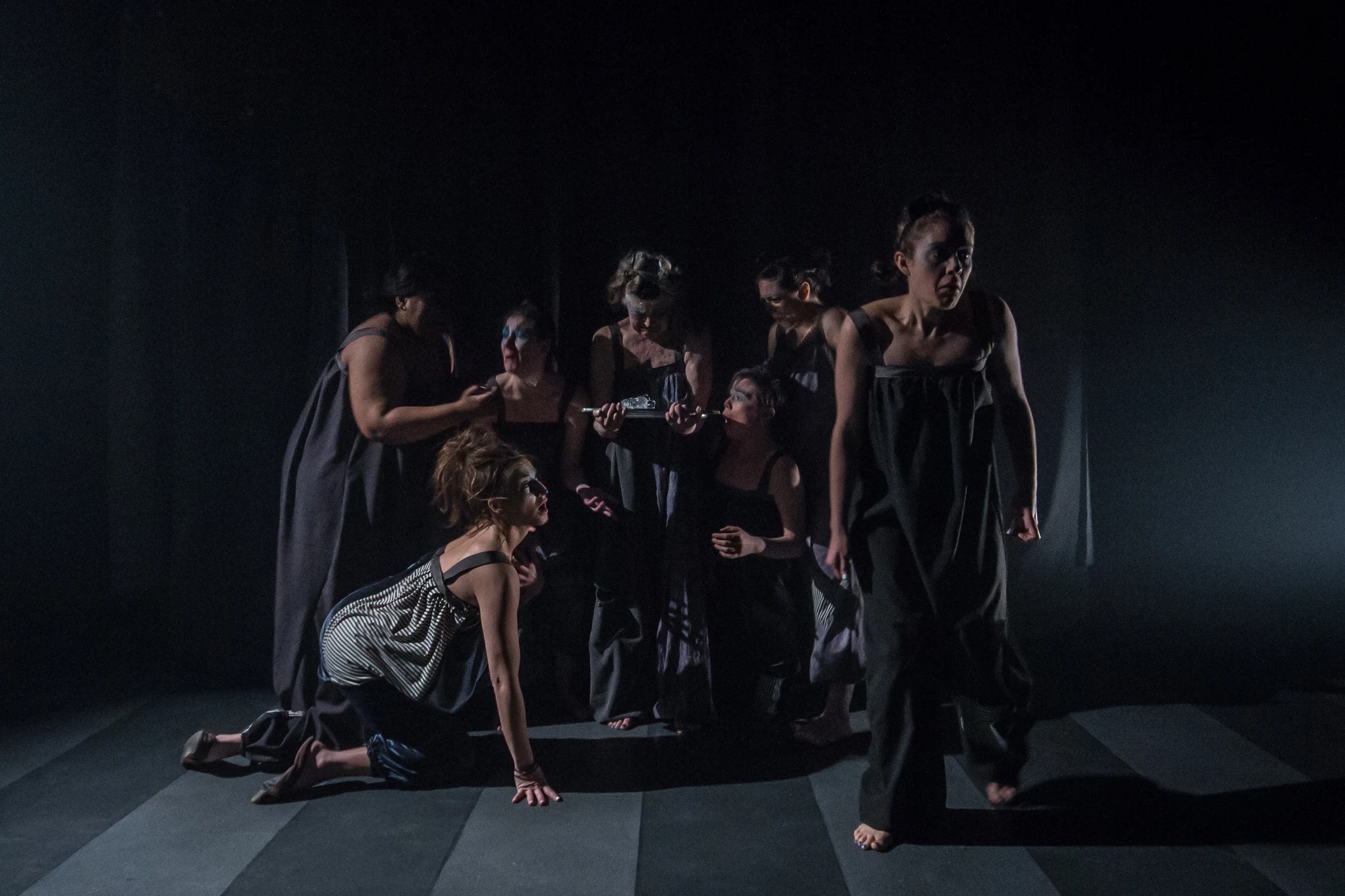 The Secret Paris Project. This devised, queer clown show featured an ensemble of 7 women and live, original percussion by Abby Fisher in an exploration of the sad, devastating world of Brassaï’s photos of Paris during the 1930s. Directed by Clare Hammoor. Photos by Bradley Wehrle.