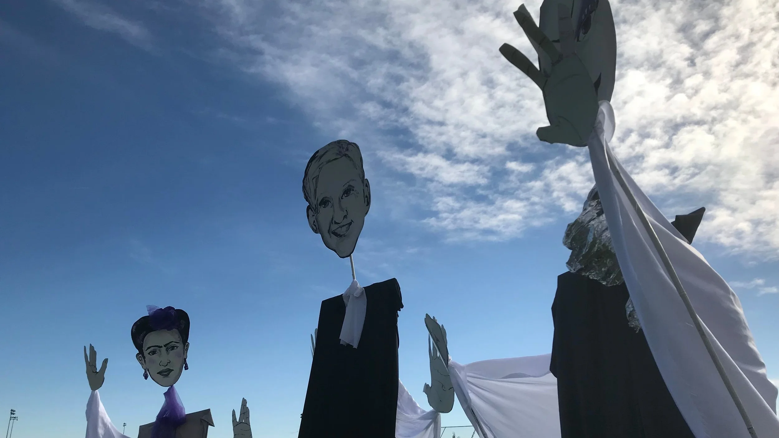 A Little Birdie Told Me. Devised outdoor political circus extravaganza created by Denver South high school students featuring 15-foot queer puppet goddesses and a rupture in reality caused by Trump’s tweets. Directed by Clare Hammoor