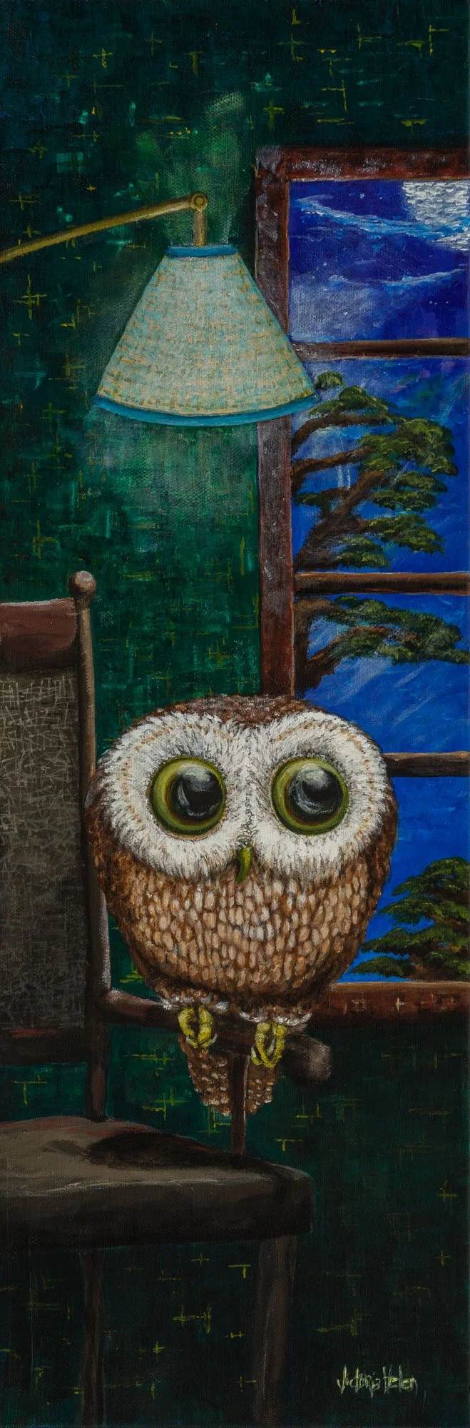 Owl on a Mod Evening 8" x 24" available, print available
