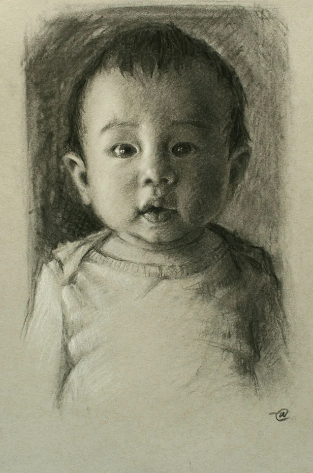 Valor preparatory sketch, 12x16", Charcoal on toned paper